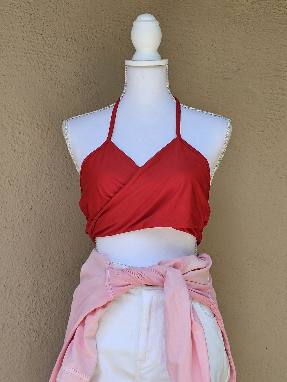 Aerie Crisscross Red Bikini Top Size XXL